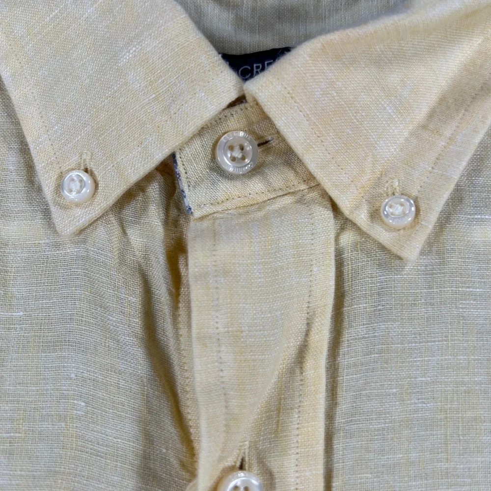 Cremieux Shirt‎ Mens XL Extra Large Yellow Linen Short Sleeve Button Down Casual